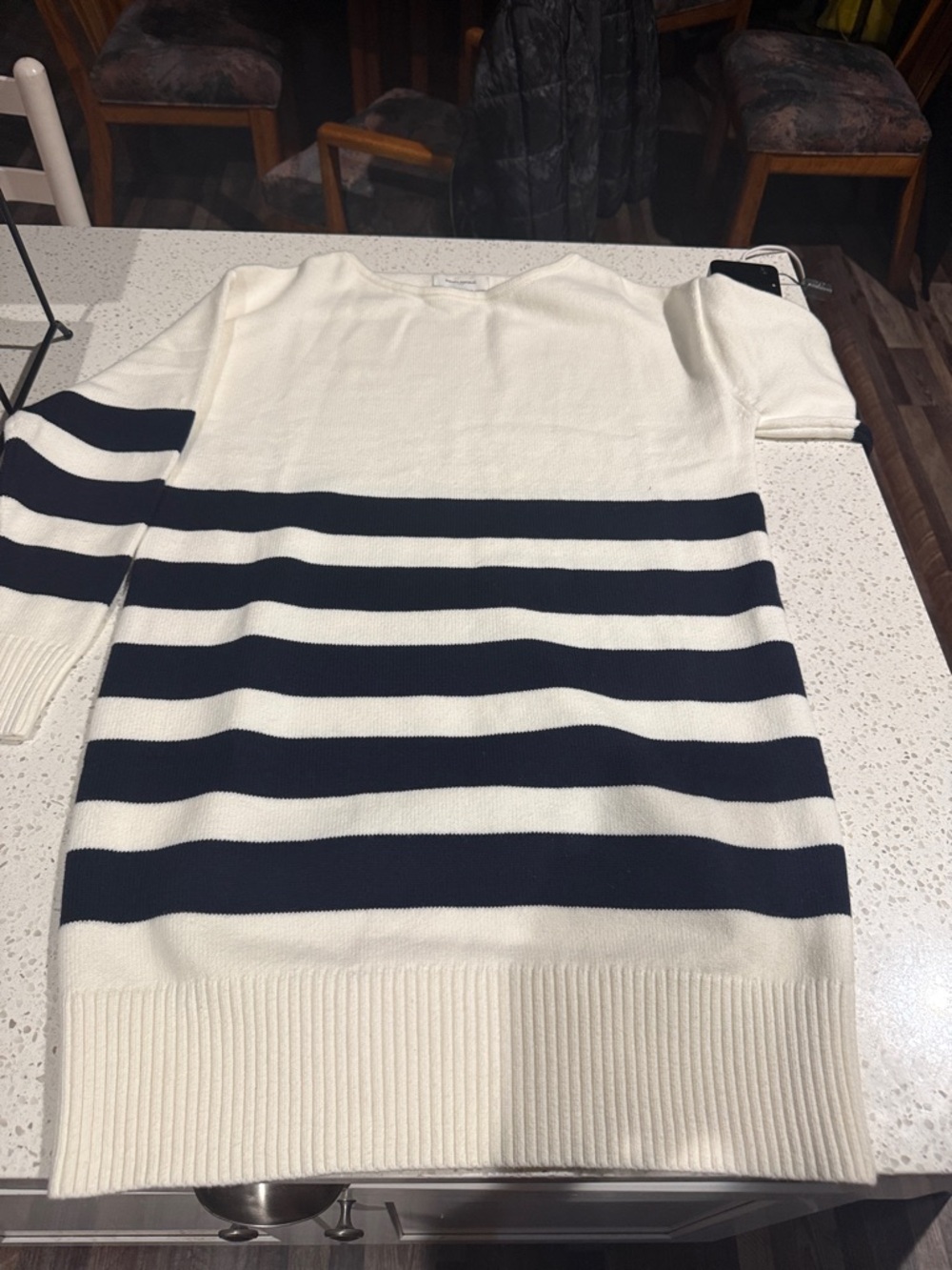 Banana Republic Cream and Navy Striped Crewneck Sweater dress never worn